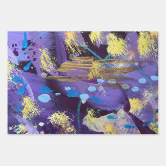 Celebratory Purple and Gold  Wrapping Paper Sheet