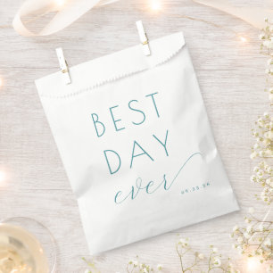 Celebratory Teal Calligraphy Favour Bags