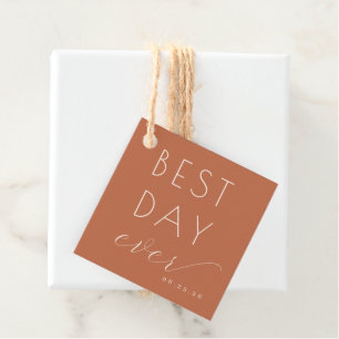 Celebratory Terracotta Typographic Wedding Favour  Tags