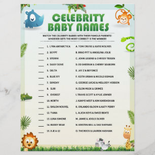 Celebrity Baby Names [Animal Theme] Custom Letterhead