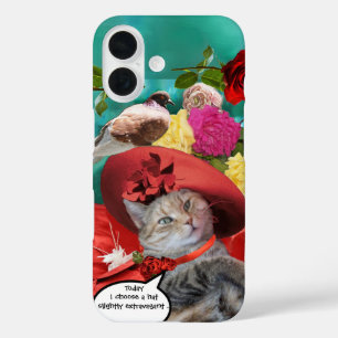 CELEBRITY CAT PRINCESS TATUS, RED HAT WITH PIGEON iPhone 16 CASE