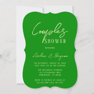 Celery and Forest Green Typography Couples Shower Invitation