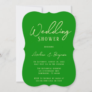 Celery and Forest Green Typography Wedding Shower Invitation