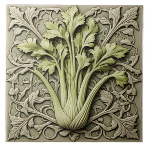 Celery - Art Nouveau Ceramic Tile