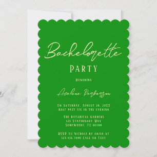 Celery Forest Green Typography Bachelorette Party Invitation
