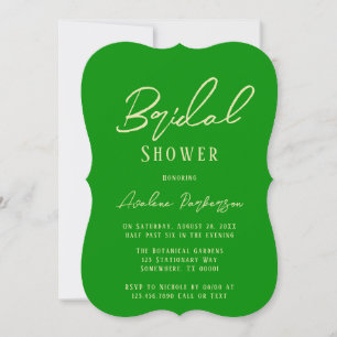 Celery Forest Green Typography Bridal Shower Invitation