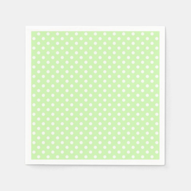 Celery Green and White Polka Dot Pattern Napkin (Front)