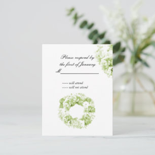 Celery Green Monochromatic Wreath Reply Card