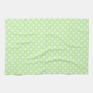 Celery Green White Polka Dot Pattern Tea Towel