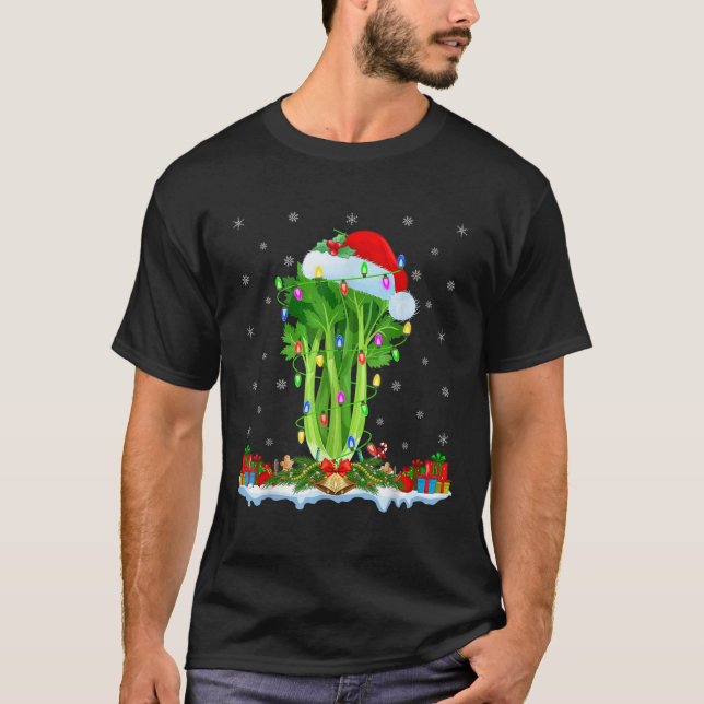 Celery Vegetable Lover Matching Santa Hat Celery C T-Shirt (Front)