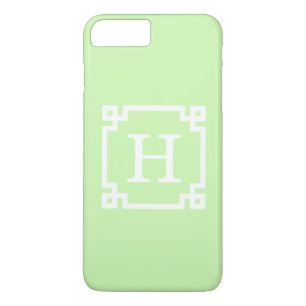 Celery White Greek Key Frame #2 Initial Monogram iPhone 8 Plus/7 Plus Case