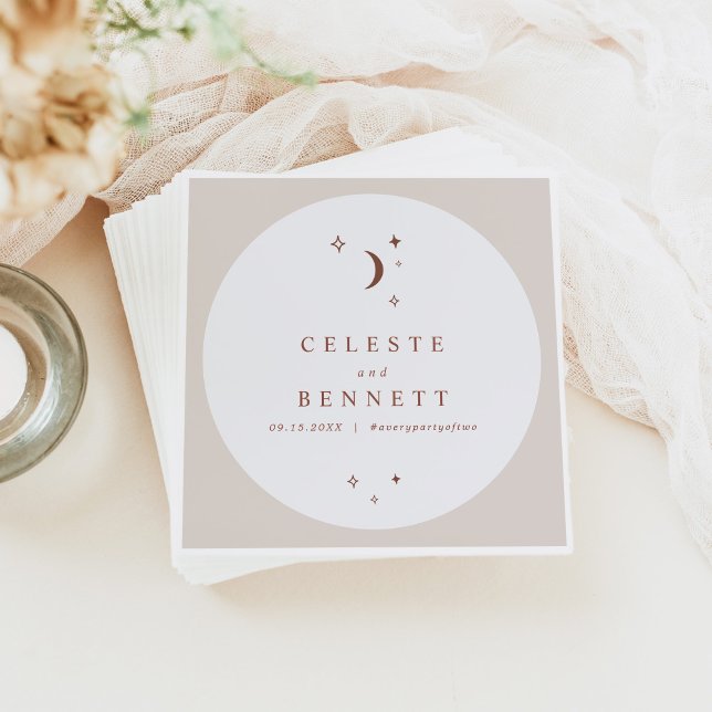 CELESTE Boho Moon & Stars Terracotta Wedding Napkin (Creator Uploaded)