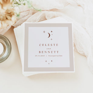CELESTE Boho Moon & Stars Terracotta Wedding Napkin