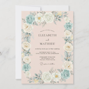 Celeste Champagne Rose Wedding Invitation
