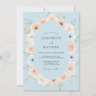 Celeste Coral Peony Wedding Invitation