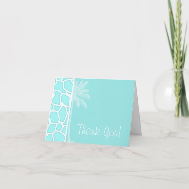 Celeste Giraffe Animal Print; Tropical Palm Thank You Card (Front)