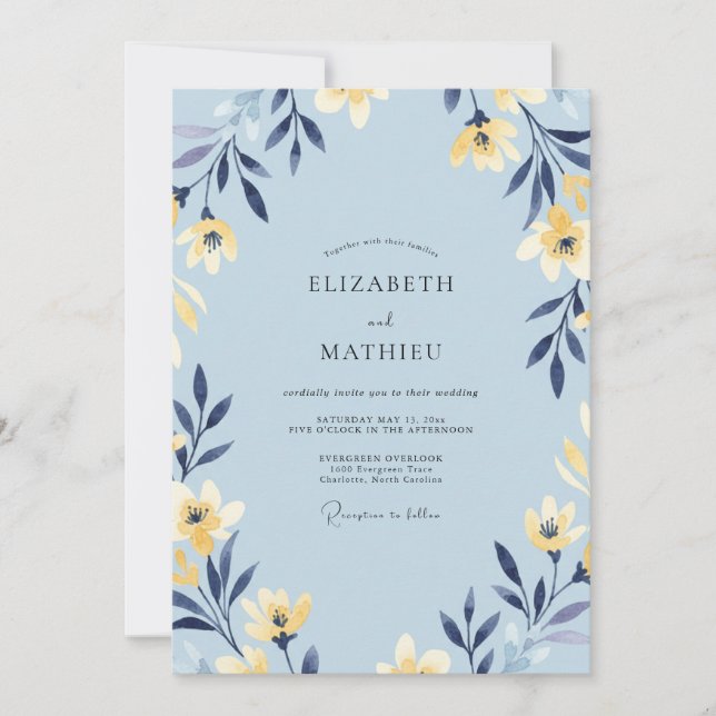 Celeste Ochre Petal Wedding Invitation (Front)