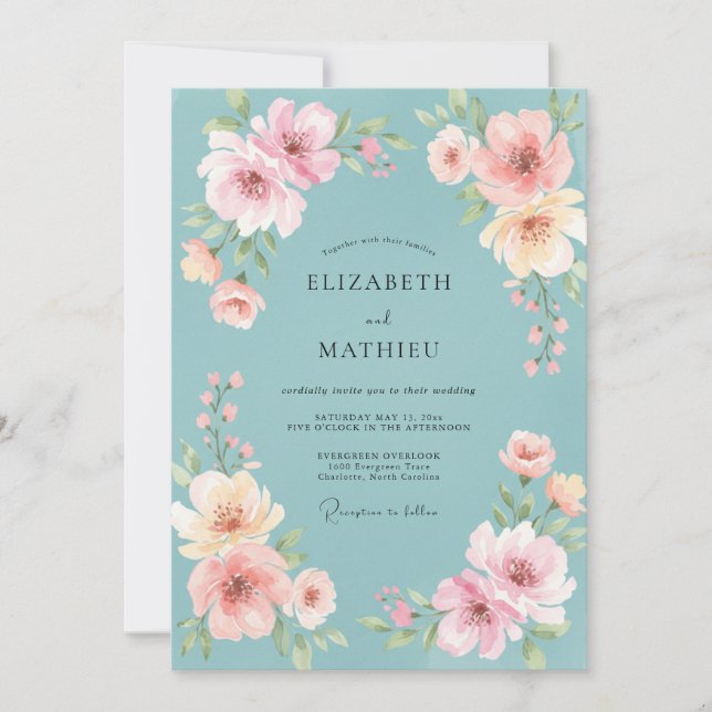 Celeste Pink Peony Wedding Invitation (Front)