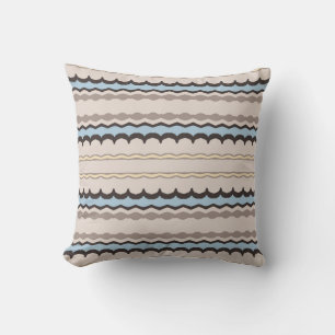 Celestia Horizon Powder Blue & Taupe Wavy Stripe Cushion