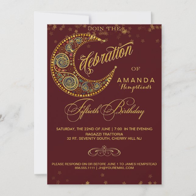 Celestial 50th Birthday Party Invitation (Front)