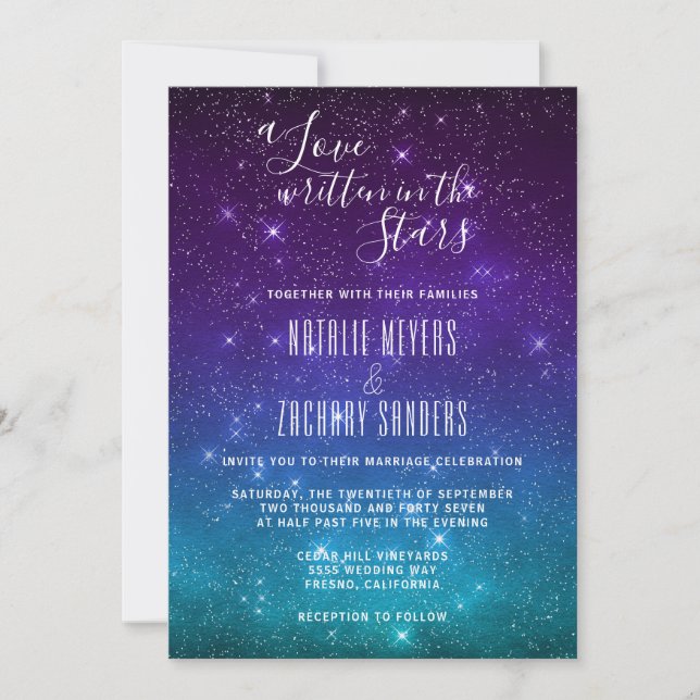 Celestial A Love Written in the Stars Wedding Invitation (Front)