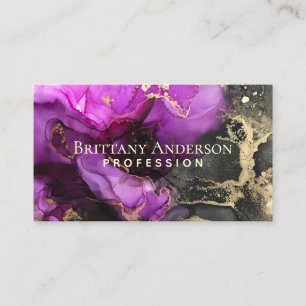 Celestial Abstract Black Purple Gold Business Card