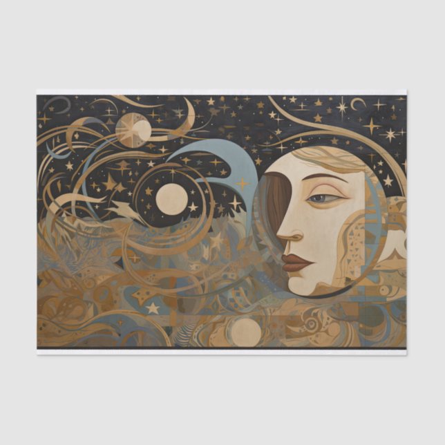 Celestial Abstract Geometric Painting Decoupage  Tissue Paper (Front)