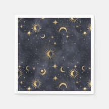 Celestial abstract night sky napkins