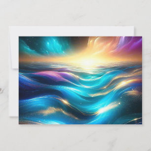 Celestial Abstract Ocean Sunrise  Holiday Card
