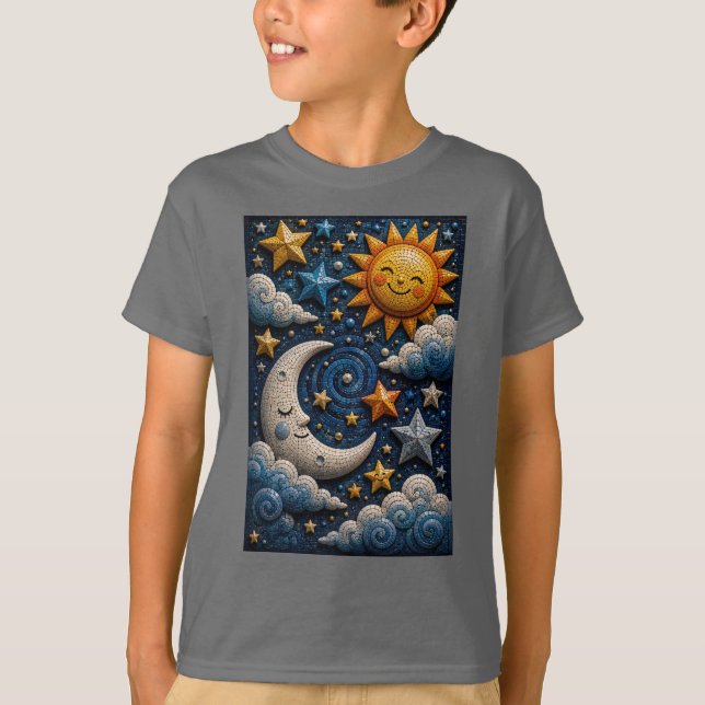 Celestial Adventure 3D Mosaic Kids T-Shirt (Front)