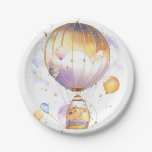 Celestial Adventure: Hot Air Balloon Baby Shower Paper Plate