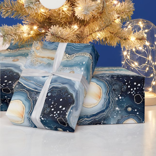 Celestial Agate | Abstract Planetary Stone Wrapping Paper (Holidays)