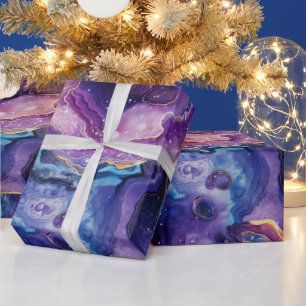Celestial Agate   Cosmic Abstract Stone Pattern Wrapping Paper