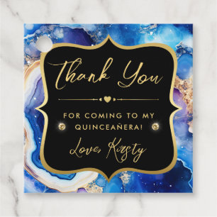 Celestial Agate with Gold & Blue Quinceanera Favour Tags