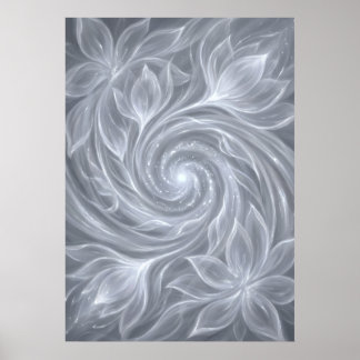 Celestial Alignment Silver Spiral Art Poster