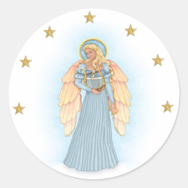 Celestial Angel Classic Round Sticker (Front)