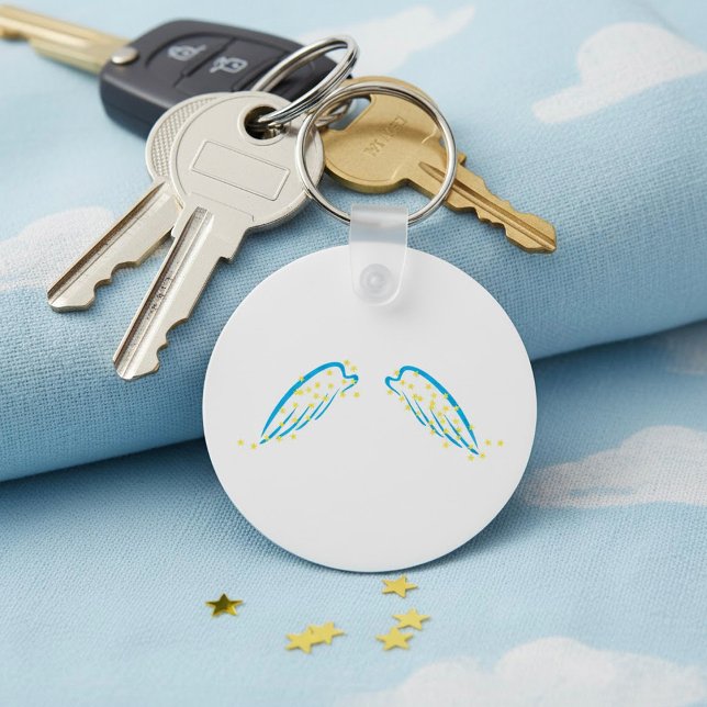Celestial Angel Wings with Sparkling Stars  Key Ring (Creator Uploaded)