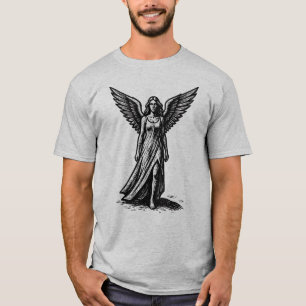 Celestial Angel Woodcut Art T-Shirt