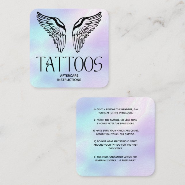 Celestial Angle Tattoo Aftercare Instructions  Square Business Card (Front/Back)