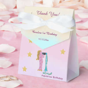 Celestial Aquarius Watercolor   1st Birthday Favour Box