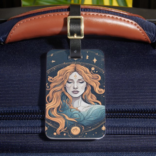 Celestial Aquarius Zodiac Sign Luggage Tag (Front Insitu 2)