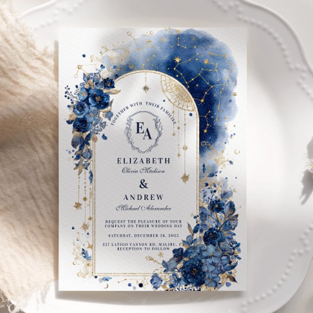 Celestial Arch Under the Stars Wedding Invitation (Creator Uploaded)
