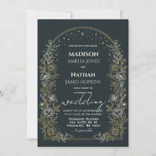 Celestial Arch Wedding Invitation Gold Frame