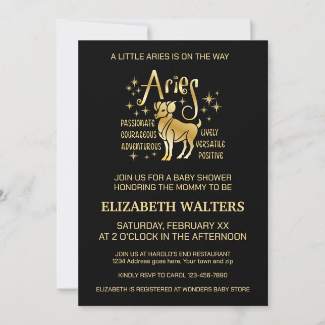 Celestial Aries Zodiac Baby Shower Invitation (Front)