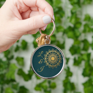 Celestial Art Deco Rainbow & Sun Key Ring