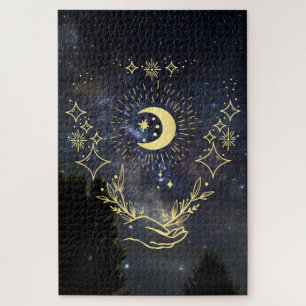 Celestial art Moon and Stars Jigsaw Puzzle