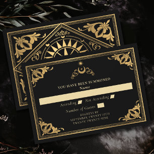 Celestial Art Nouveau Tarot Gothic Wedding RSVP Card