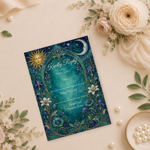 Celestial Art Nouveau Wedding RSVP Card