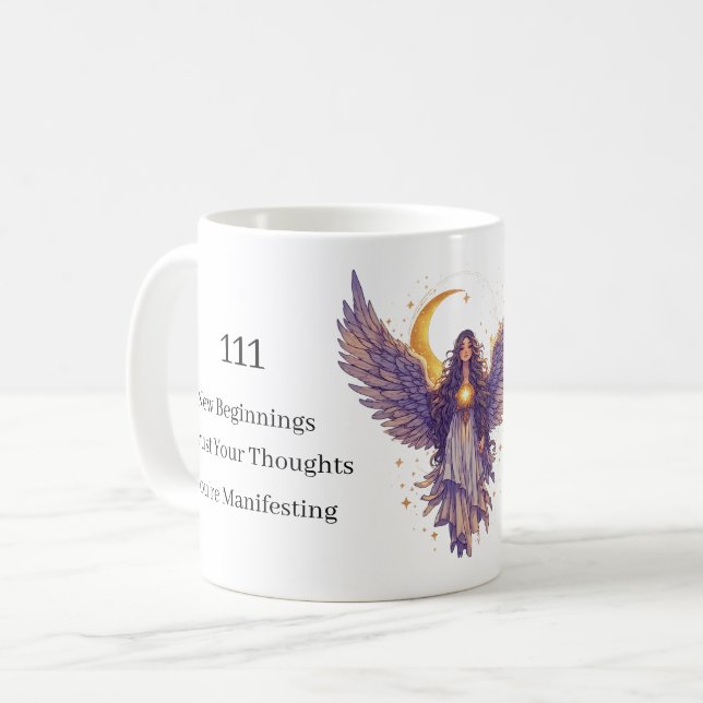 Celestial Art Personalised Angel Number Coffee Mug (Front Left)