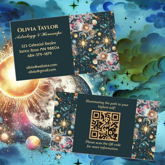 Celestial Astrologer Horoscope Reader Professional Business Card (Celestial Astrologer Horoscope Reader Professional Business Card)